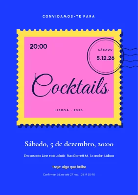 Festa de cocktails — selo postal grande