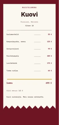 Maistelumenu Spove — Nordvest