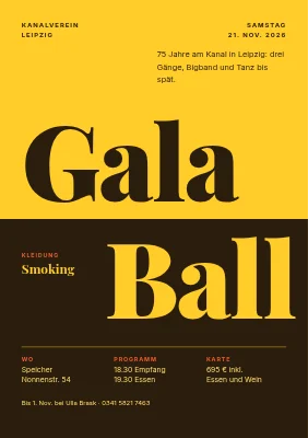 Galaball — zweifarbige Überschrift