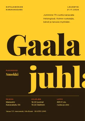 Gaalatanssiaiset — kaksivärinen otsikko