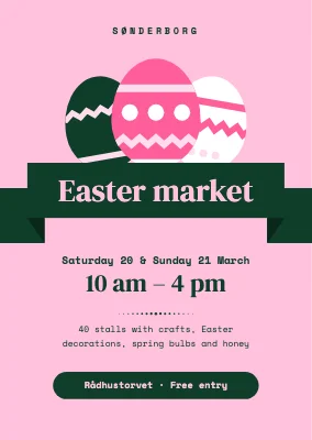 Easter market with a ribbon banner