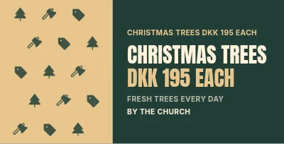 Christmas trees DKK 195 each – Typographic statement