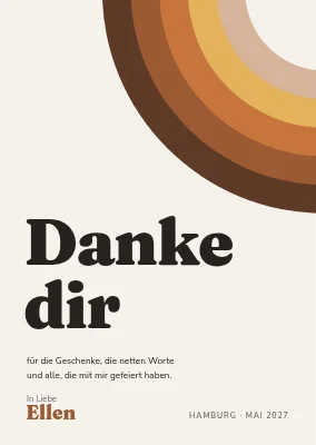Dankeskarte — Siebziger-Regenbogen in der Ecke