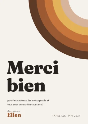Carte de remerciement — arc-en-ciel années 70 dans le coin
