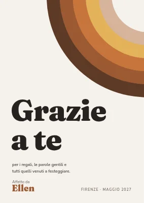 Biglietto di ringraziamento — arcobaleno anni Settanta nell'angolo