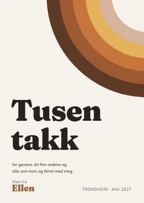 Takkekort — syttitallsregnbue i hjørnet