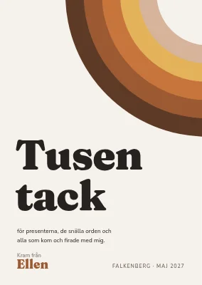 Tackkort — sjuttiotalsregnbåge i hörnet