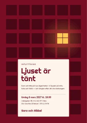 Inflyttningsfest — ett upplyst fönster