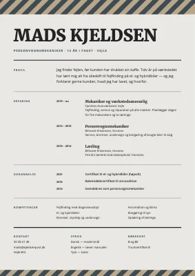 CV til mekaniker