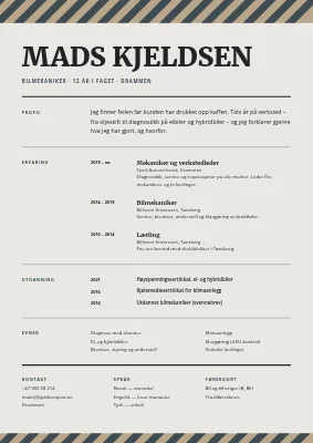 CV for bilmekaniker