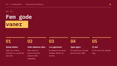 Side 5 av KI i hverdagen — foredrag