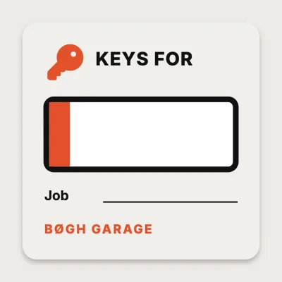 Key label with a number plate