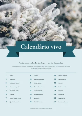 Calendário do advento vivo — fita sobre geada