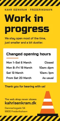 Door poster for a shop — changed opening hours during the refit