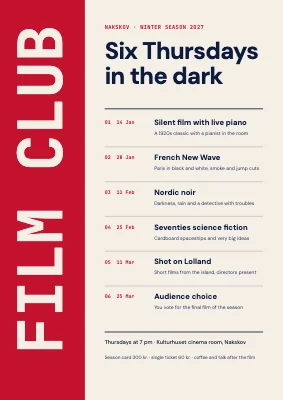 Film club — winter season programme