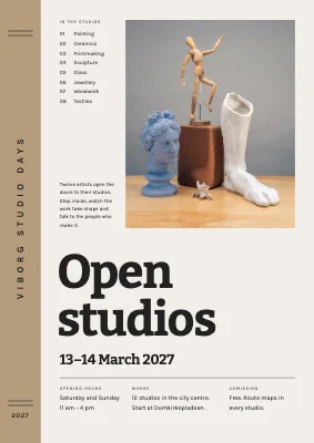 Open studios — book-spine poster