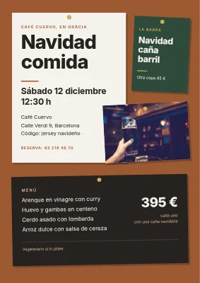 Comida de Navidad en el pub — tablón de anuncios