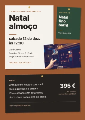 Almoço de Natal no pub — quadro de avisos