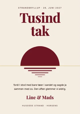 Takkekort — solnedgang på stranden