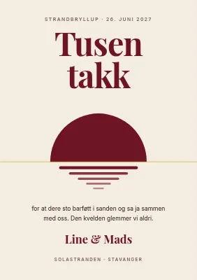 Takkekort — solnedgang på stranden
