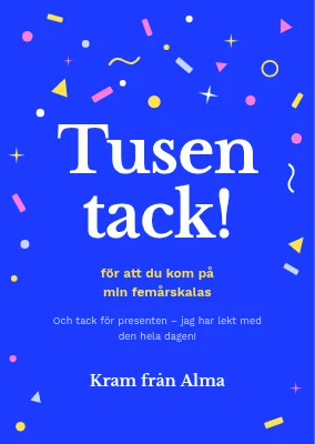 Tackkort för femårsdagen
