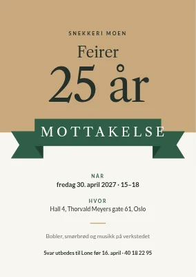 Jubileumsmottakelse på Refshaleøen — invitasjon