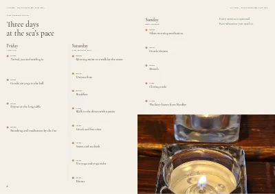 Pages 4–5 of Yoga retreat programme – 12 pages