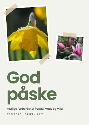 Påskekort med tapede forårsbilleder