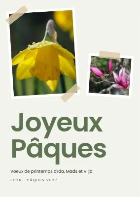 Carte de Pâques avec photos de printemps scotchées