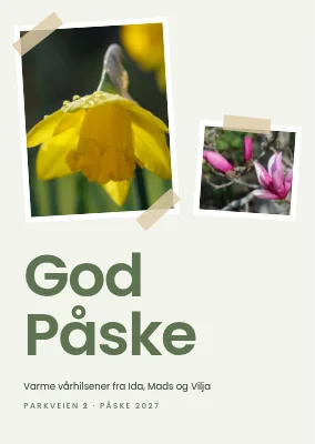 Påskekort med teipede vårbilder