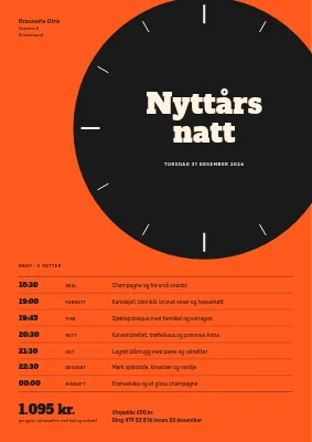 Nyttårsmeny — urskive og tider
