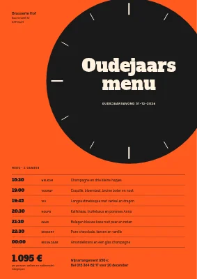Oud-en-nieuwmenu — wijzerplaat en tijden