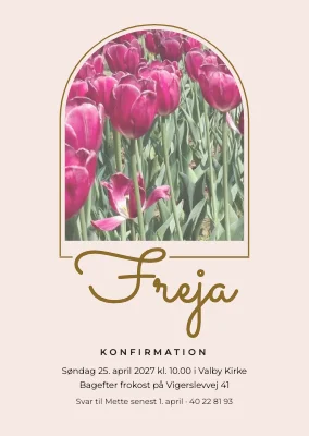 Konfirmation — tulipaner i buevindue