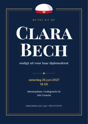 Afstudeerfeest — gouden lijst met afstudeerhoed