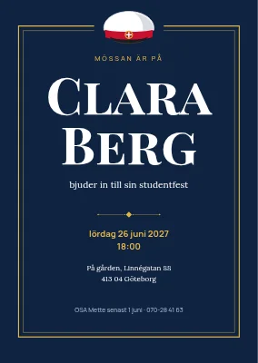 Examensfest — guldram med mössa