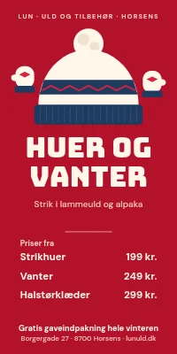 Dørplakat til tøjbutik — huer og vanter til vinteren