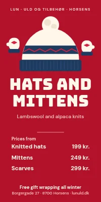Door poster for a clothes shop — hats and mittens