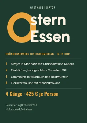 Oster-Lunch im Restaurant — riesige Initiale