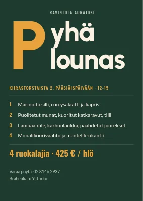 Ravintolan pääsiäislounas — jättimäinen alkukirjain