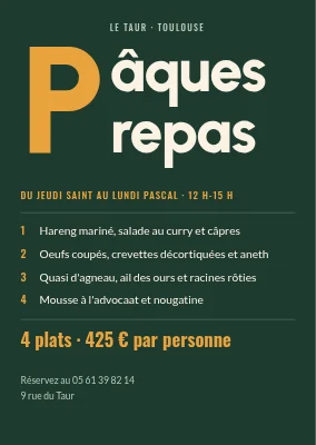 Déjeuner de Pâques au restaurant — initiale géante