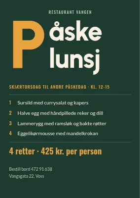 Restaurantens påskelunsj — gigantisk initial