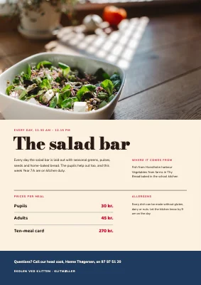 Page 2 of School kitchen — weekly lunch menu