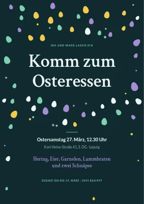 Osteressen auf Østerbro — Einladung mit Eier-Konfetti