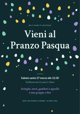 Pranzo di Pasqua a Østerbro — invito con coriandoli a forma di uovo