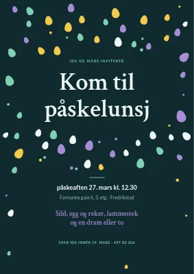 Påskelunsj på Østerbro — invitasjon med eggkonfetti