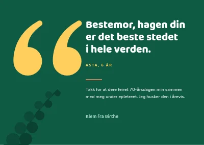 Bursdag i hagen — takkekort med sitat