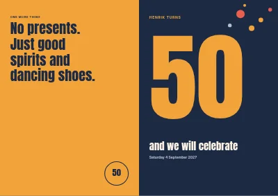 50th birthday in big type