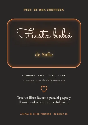 Baby shower — letrero de neón cálido