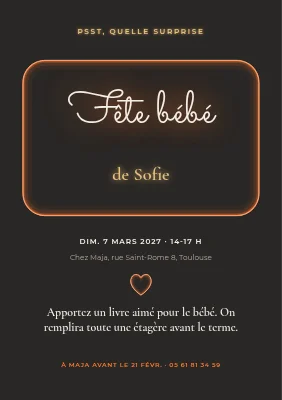 Baby shower — enseigne néon chaleureuse