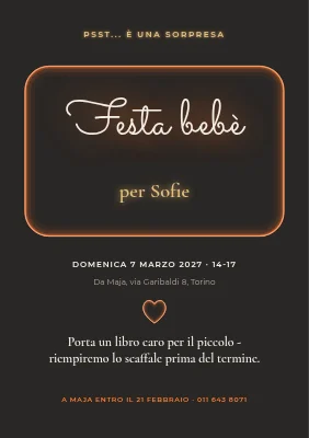 Baby shower — calda insegna al neon